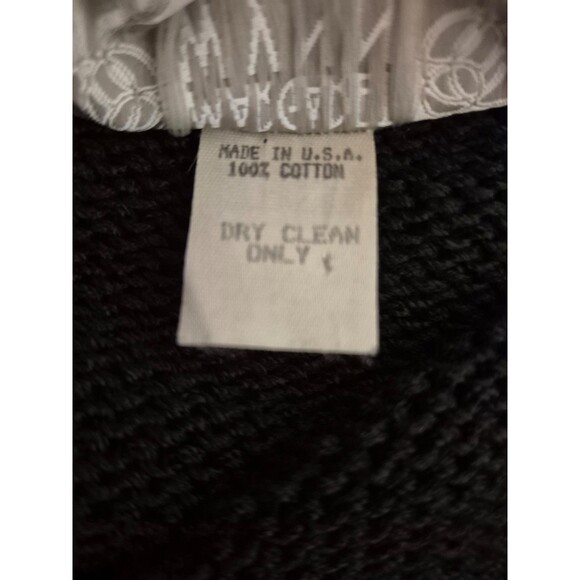 Margaret Wynn VTG Hand Loomed Sweater Boho Crochet Mother of Pearl Blk Sz O/S - Picture 9 of 9